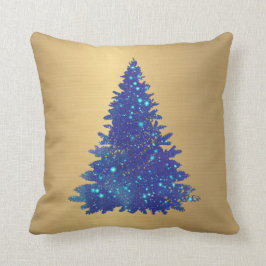 Almofada Trendy Blue Watercolor Tree Natal