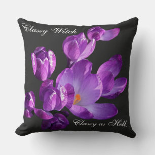 Almofada Trendy boho flores roxas pretas Vintagem moderna n
