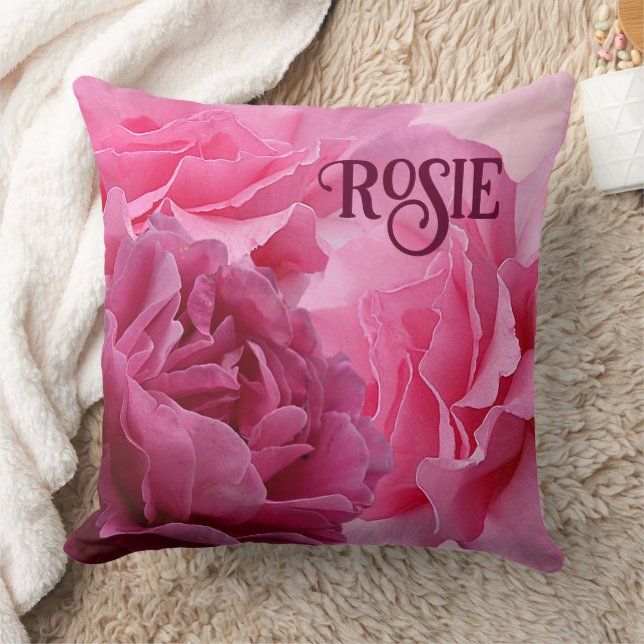Almofada Trendy boho rosa-rosa fofo nome Rosie personalizáv (Cobertor)