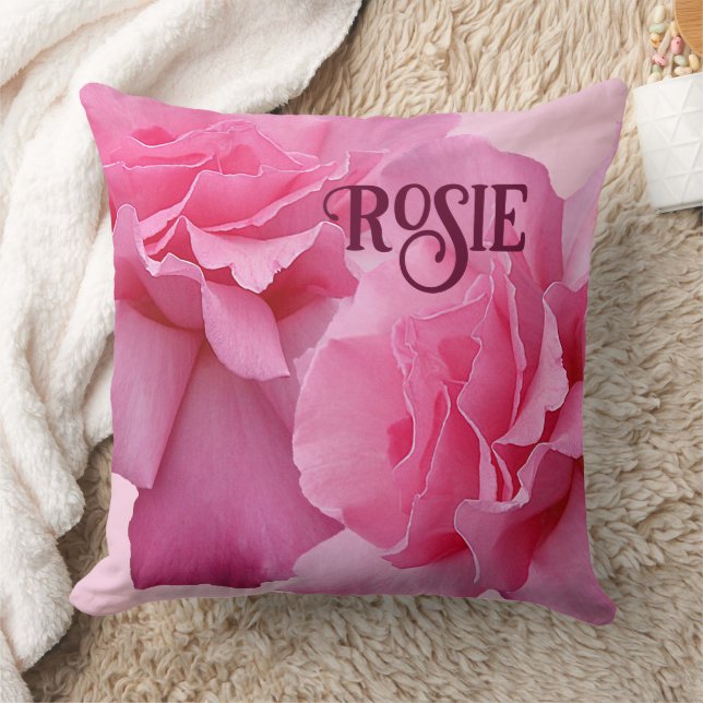 Almofada Trendy boho rosa-rosa fofo nome Rosie personalizáv (Cobertor)