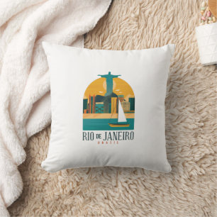 Almofada Trendy Brasil Cidade do Rio de Janeiro Vintage
