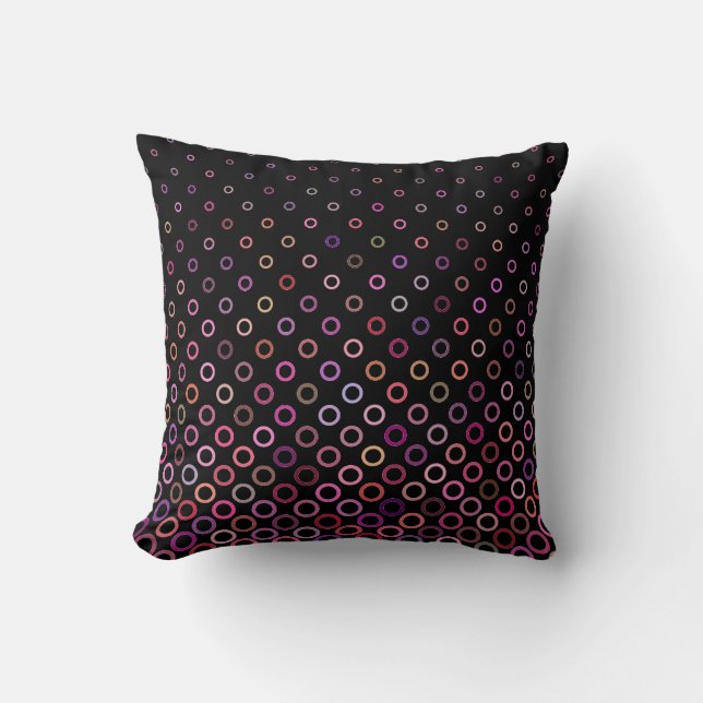 Almofada Trendy Colorful Circles Pattern on Black (Frente)