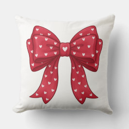 Almofada Trendy Coquette Red Ribbon Bow with White Hearts
