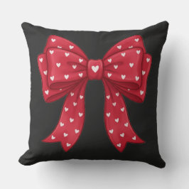 Almofada Trendy Coquette Red Ribbon Bow with White Hearts