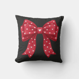 Almofada Trendy Coquette Red Ribbon Bow with White Hearts