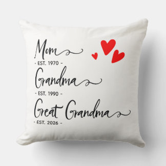 Almofada Trendy Custom Year Mom Grandma Great Grandma