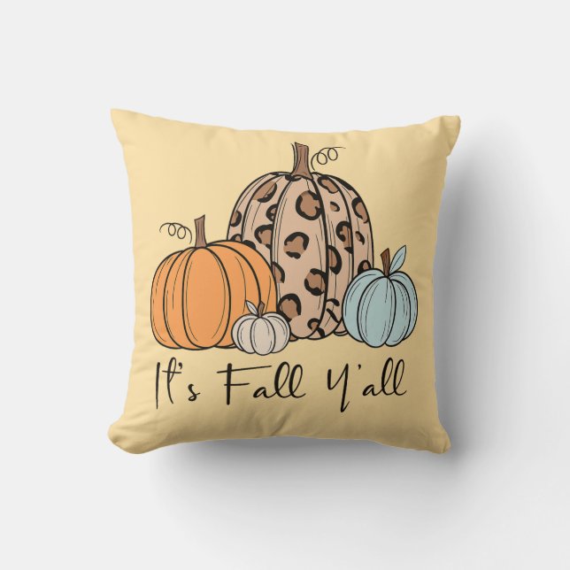Almofada Trendy Fall Pumpkin | "É Queda Y'all" Cotação (Frente)