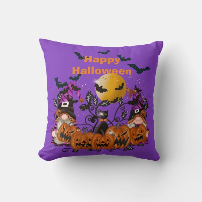 Almofada Trendy Happy Halloween Purple Gnomo Cotton 16"X16 (Frente)