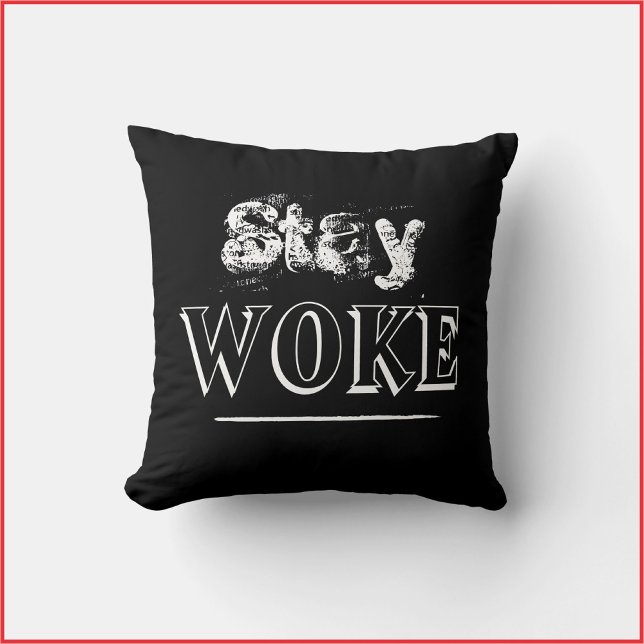 Almofada Trendy Keep Woke Black Travesseiro decorativo (Criador carregado)