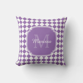 Almofada Trendy Light Purple Checked Nome Monograma