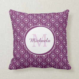 Almofada Trendy Magenta Nome Monograma Pontos Cardíacos Rox