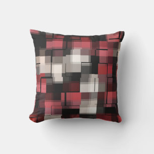 Almofada Trendy Maroon Black White Abstrato Xadrez