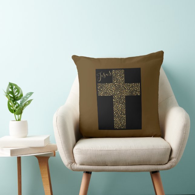 Almofada Trendy Modern Jesus Dourado Cross (Cadeira)