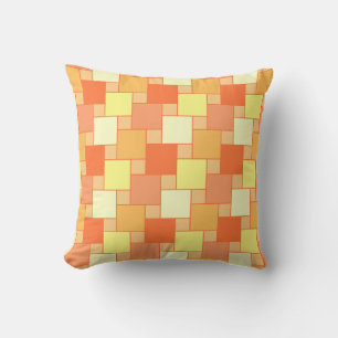 Almofada Trendy Modern Orange Yellow Geométrico Squares