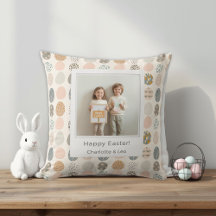 Trendy Pastel Easter Photo Throw Pillow | Personal