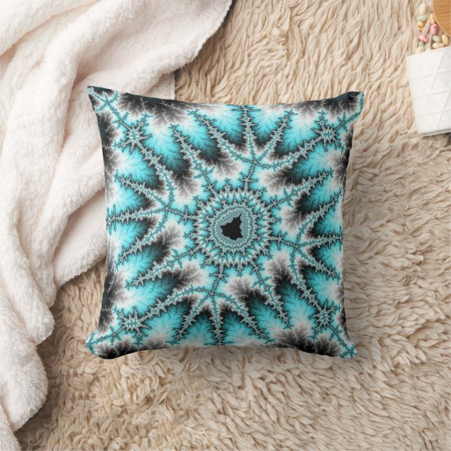 Almofada Trendy Teal e Black Fractal (Cobertor)