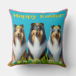 Almofada Três Collies de Páscoa