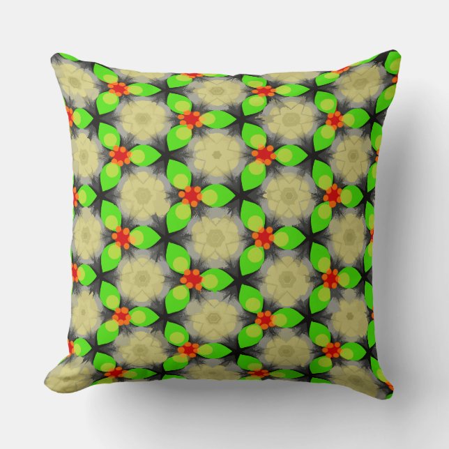 Almofada Três Flores de Pétalas Verdes (Frente)