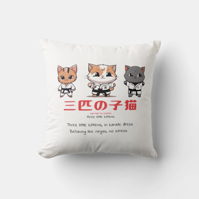 Almofada Três Gatinhos Ninja (Frente)