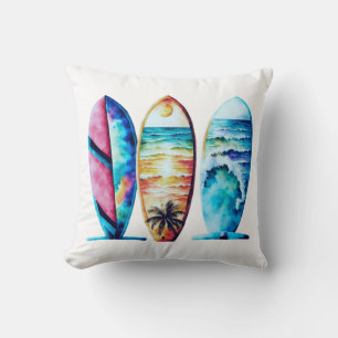 Almofada Três pranchas de aquarela coloridas