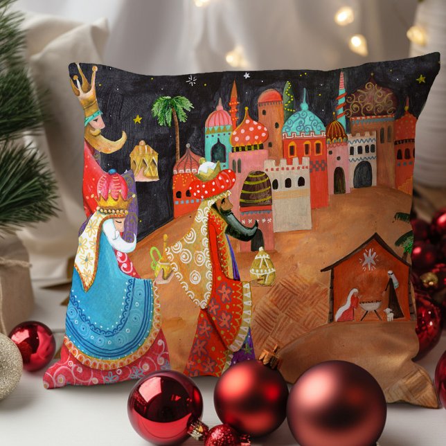 Almofada Três Reis Magos Natal  (Three Wise men Christmas Holiday Throw Pillow)