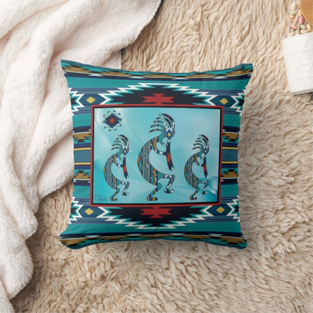 Almofada Três Travesseiros decorativos Turquoise Kokopelli (Cobertor)