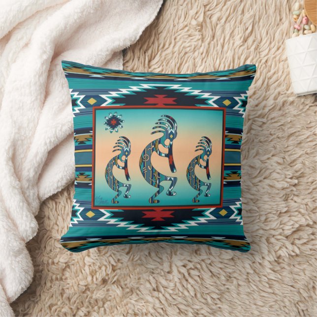 Almofada Três Travesseiros decorativos Turquoise Kokopelli (Cobertor)
