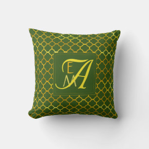 Almofada Trevo de Quatro Folhas MONOGRAMA Verde Dourado Cas