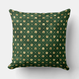 Almofada Trevo Irlandês Verde e Dourado Elegante
