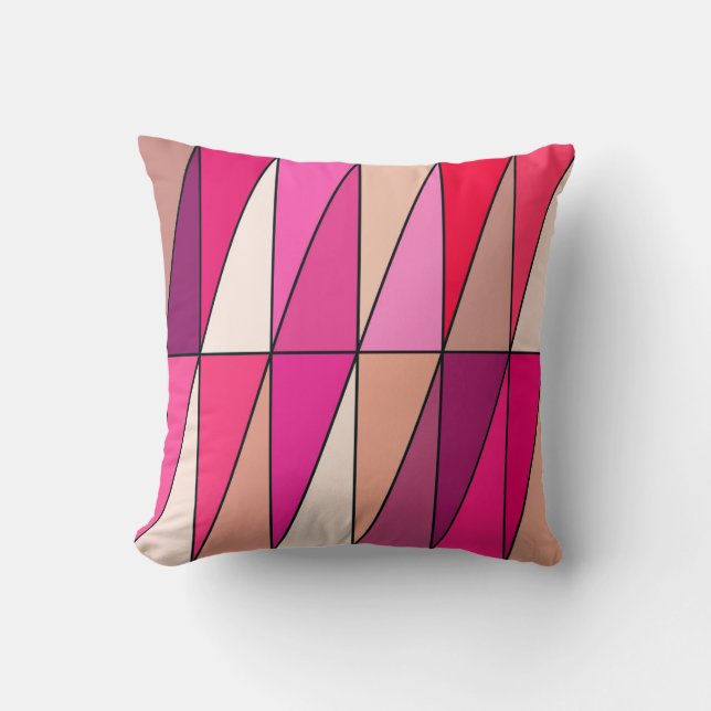 Almofada Triângulos Geométricos Modernos, Violeta, Rosa e b (Frente)