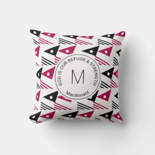 Almofada Triângulos Geométricos Negra Magenta Personalizado