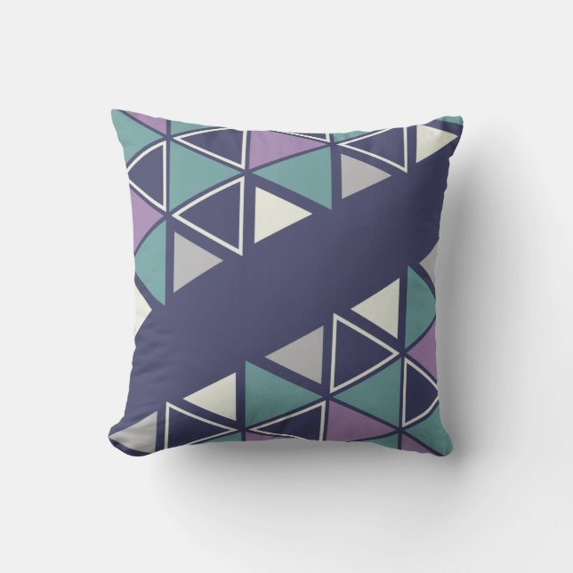 Almofada Triângulos Geométricos Retroativos Multicolores (Frente)