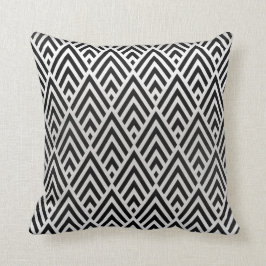Almofada Triângulos Pretos - Geometria da Deco da Cinza Bra