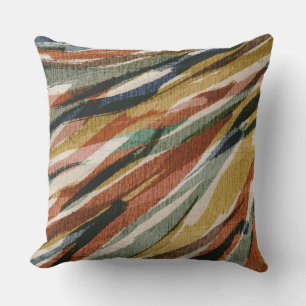 Almofada Tribal Abstrato Zebra Stripe Verde Marrom Azul