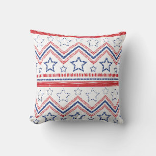 Almofada Tribal azul-azul patriótico, símbolos americanos.