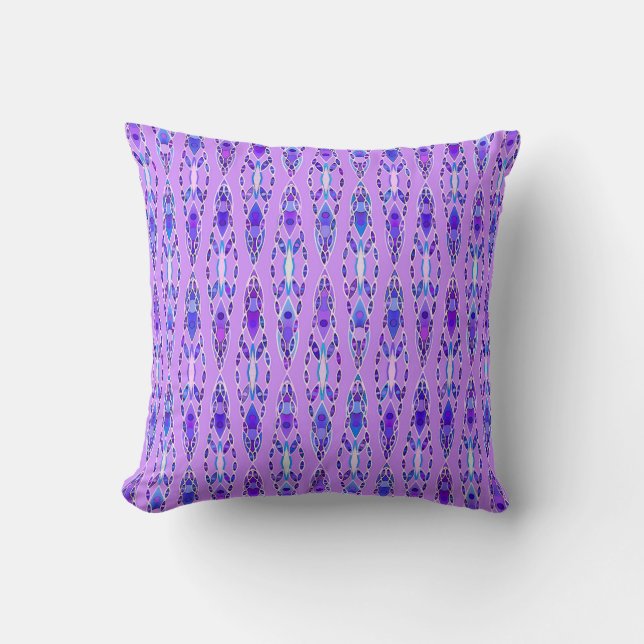 Almofada Tribal Batik - Lavanda, Azul e Violeta (Frente)