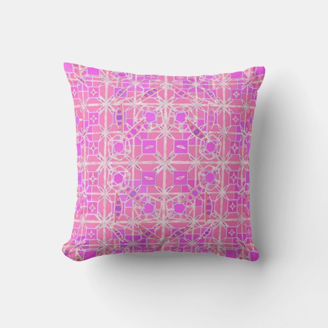 Almofada Tribal Batik - tons cor-de-rosa (Frente)