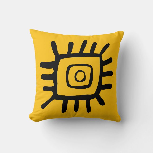 Almofada Tribal com Laranja Brilhante (Frente)