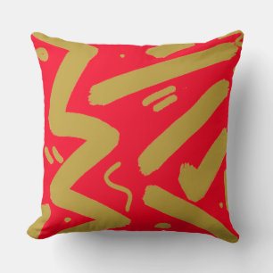 Almofada Tribal Dourado e Vermelho
