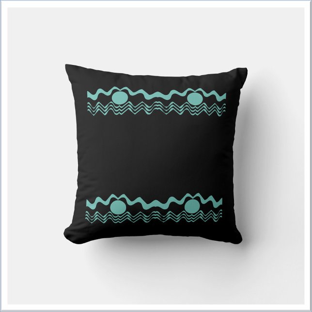 Almofada Tribal Geometric Turquoise Blue and Black (Criador carregado)