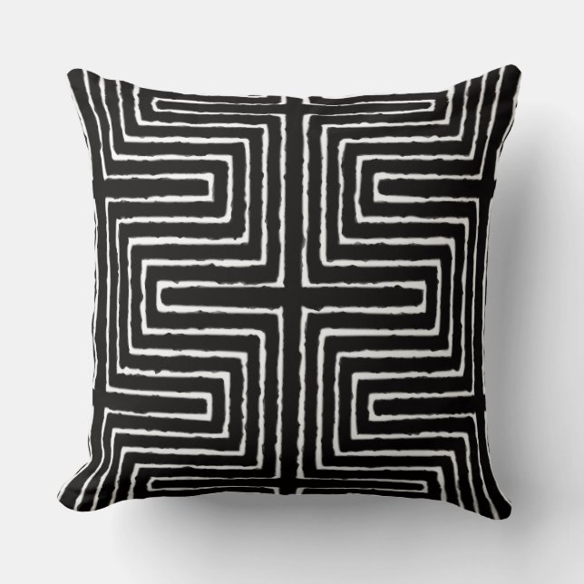 Almofada Tribal Maze Mud Cloth Pattern African (Frente)