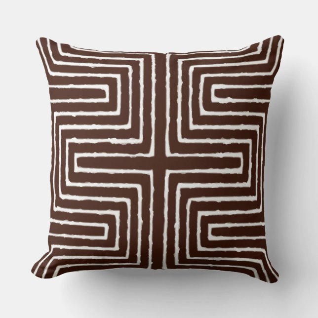 Almofada Tribal Maze Mud Cloth Pattern African (Frente)