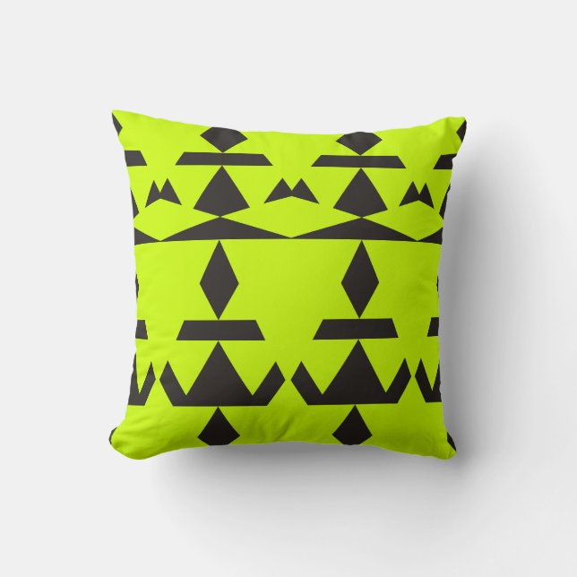 Almofada Tribal Mínimo Neon Yellow (Frente)