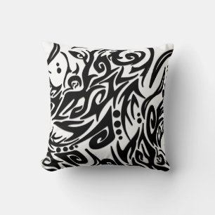 Almofada Tribal Preto Abstrato