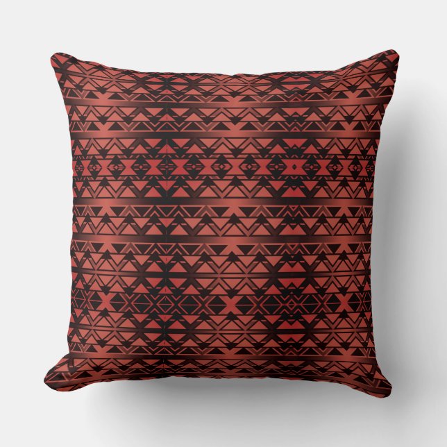 Almofada Tribal ZigZag triângulos no salmão escuro gradient (Frente)