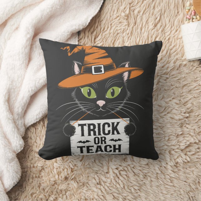 Almofada Trick or Teach Halloween Gato - Professor Divertid (Cobertor)