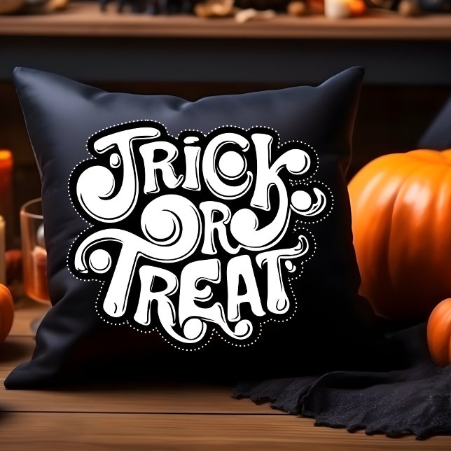 Almofada Trick or Treat Modern Halloween Writing (Criador carregado)
