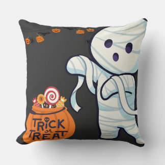 Almofada Trick ou Treine Mummy Halloween Doce Diversão