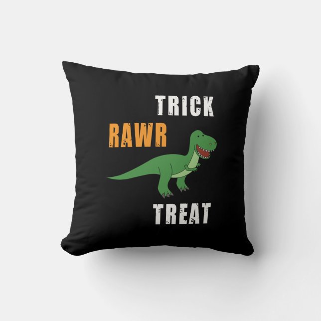 Almofada Trick Rawr Treat Cute Halloween Tiranossauro Rex (Frente)
