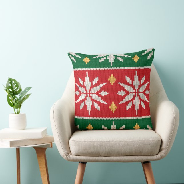 Almofada Tricô de Natal Nórdico (Cadeira)